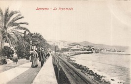 Sanremo Ligurien Italy~La Promenade~1910s Photo Postcard - £8.69 GBP