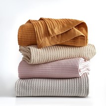 100% Cotton Waffle Weave Thermal Blanket. Super Soft Season Layering. Mikala Col - £66.66 GBP