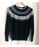 New Hollister WomenFair Isle Navy Blue Long Sleeve Crew Neck Light Sweat... - £23.76 GBP