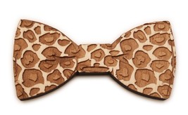 New Good Wood NYC new York Natural Wooden Leopard Magnetic Bow Tie - £30.09 GBP