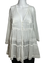 V Christina Womens Medium Semi Sheer Delicate Romantic Lace Cardigan Shirt - $16.82