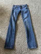 Rue 21 Blue Medium Wash Juniors Jeans Size 0/1 Short Low Rise Pockets Casual - £7.76 GBP