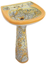 Mexican Talavera Pedestal Sink Handcrafted Ceramic -  Acapulco Amarillo - - $899.00