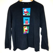 Ugly Christmas Sweater Santa on Roof Chimney Tree Women’s Size L Holiday Party - £39.56 GBP