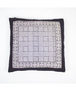 Checks Mix & Seashell Bagh Hand Block Print Cotton Cushion Cover - White Black - £23.53 GBP