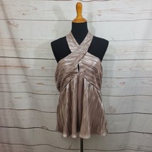 Anthropologie Monte  Rose Gold Shimmer V-Neck Pleated Tank XL NWT - £45.64 GBP