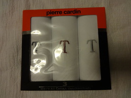 Pierre Cardin MONOGRAMMED Men&#39;s All-Cotton HANDKERCHIEFS box set of 3 in... - £7.81 GBP