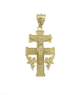 10k Yellow Gold Crucifix Caravaca Cross Pendant Charm Diamond Cut 3.9g - £223.60 GBP