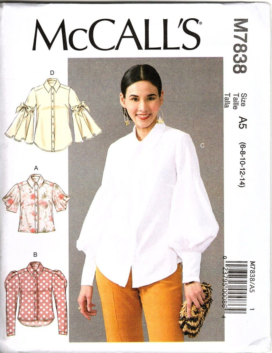 Primary image for McCall's M7838 Misses 6 to 14 Button Front Tops UNCUT Sewing Pattern