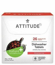 ATTITUDE Dishwasher Tablets Natural Phosphate-Free Vegan Cruelty-free 26... - £14.46 GBP