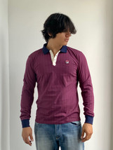 Men’s Fila Burgundy Navy Long Sleeve Polo Shirt NWT - £46.28 GBP