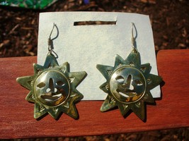 Brass Smiling Suns Dangling Earrings - £5.59 GBP