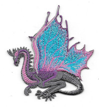 Purple and Blue Winged Dragon Embroidered Die Cut Patch NEW UNUSED - £6.16 GBP