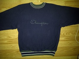  Champion Dark Navy Blue Forest Green White Crewneck Sweater Sweatshirt ... - £15.66 GBP