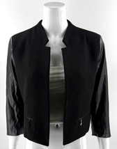 Giuliana Rancic Womens Moto Jacket Black Sz Small Faux Leather Sleeve Op... - $34.65