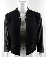 Giuliana Rancic Womens Moto Jacket Black Sz Small Faux Leather Sleeve Op... - $658.58 MXN
