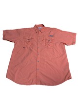 Columbia PFG Button Down Shirt Men&#39;s M Short Sleeve Salmon Pink Tactel P... - $19.88