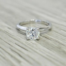 Vintage 1.25Ct Simulated Diamond 14K White Gold Plated Engagement Wedding Ring - £83.93 GBP