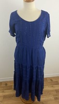 Soft Surroundings Kara Shimmer Blue Tiered Casual Maxi Dress Women&#39;s Lar... - £44.84 GBP