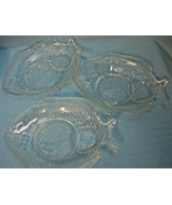  Fish Shaped Lunching Plates Tiki Beach Clear Glass Serving Dishes Lot of 3 - £28.51 GBP