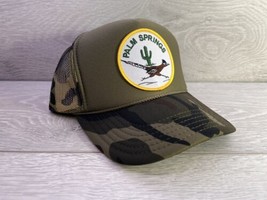 Palm Springs California Green Camo Hat 5 Panel High Crown Trucker Snapback - £18.70 GBP