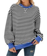 Pmgarmi Oversized Crewneck Striped Sweatshirt Women Black White Size L - $260.94 MXN