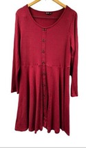 Shein Curve Sweater Dress Women 3XL Maroon Rib Knit Button Stretch Cotta... - $22.12