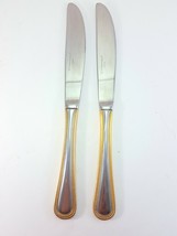 International Silver Royal Bead Gold Dinner Knife Set of 2 Stainless Gold Accent - $25.60