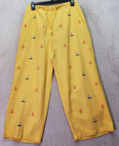 Mureli Pants Women Large Yellow Sailboat Linen Elastic Waist Drawstring ... - $24.92