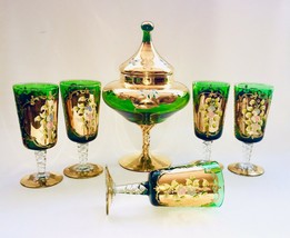 Venetian Art Glass Group of Lidded Footed Compote Vase &amp; 5 Large Footed ... - £175.85 GBP