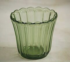Old Vintage CCC Green Glass Flower Planter Ribbed Sides Continental Can ... - $12.86