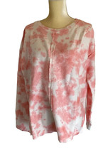 New Directions Pullover Top Coral Print Cotton Size L Large long sleeve tshirt - £10.48 GBP