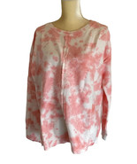 New Directions Pullover Top Coral Print Cotton Size L Large long sleeve ... - £10.32 GBP