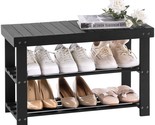 Bamboo Shoe Rack For Entryway, 3-Tier Shoe Rack Bench For Front Indoor E... - $65.99