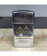 Vintage Zippo Slim 1968 Municipal Pipe &amp; Fabricating Houston Texas - £44.39 GBP