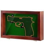 Gun Display Case Wood Handgun Pistol Revolver UV Shadow Box Stand Rack H... - €50,39 EUR