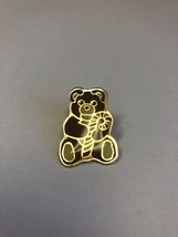 Brown Teddy Bear With Christmas Peppermint Candy Cane Lapel Pin - $14.24