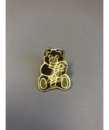 Brown Teddy Bear With Christmas Peppermint Candy Cane Lapel Pin - $19.53 CAD