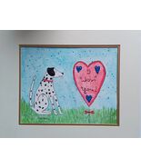 Original Watercolor Painting  8 x 10 I Love You Gift  Dog &amp; Heart Dalmat... - $18.10
