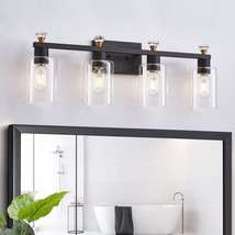 3 Light Bathroom Vanity Lights, Modern Black And Gold Vanity Light Fixtures With - £32.01 GBP