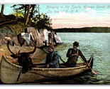Canoe Hunting Trip On CPR Railroad Canada UNP DB Postcard T6 - $3.51