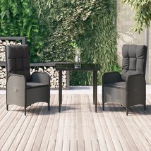  Patio Dining Set Black PE Rattan Medium Adjustable Armrests - $9,828.17 MXN