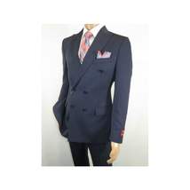 Men Suit BERLUSCONI Turkey 100% Italian Wool 180's Double Breasted #Ber32 Navy image 4