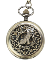 Nwt Disney Burnished Gold Tone Cinderella Glass Slipper Pocket Watch Necklace - £25.31 GBP