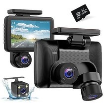 3 Channel Dash Cam Front and Rear Inside 2K Dash Camera for Cars with 32G SD ... - £122.22 GBP