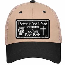 God And Guns Novelty Khaki Mesh License Plate Hat - £22.74 GBP