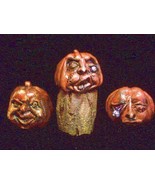 Halloween Pumpkin Heads Gothic Pumpkins Of Doom Set Of 3 Macabre Gore Gr... - $61.74 CAD