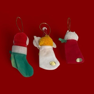 Russ Berrie Felt PomPom Christmas Tree Ornaments Santa Mouse, Kitty Cat Red Dog Item image 4