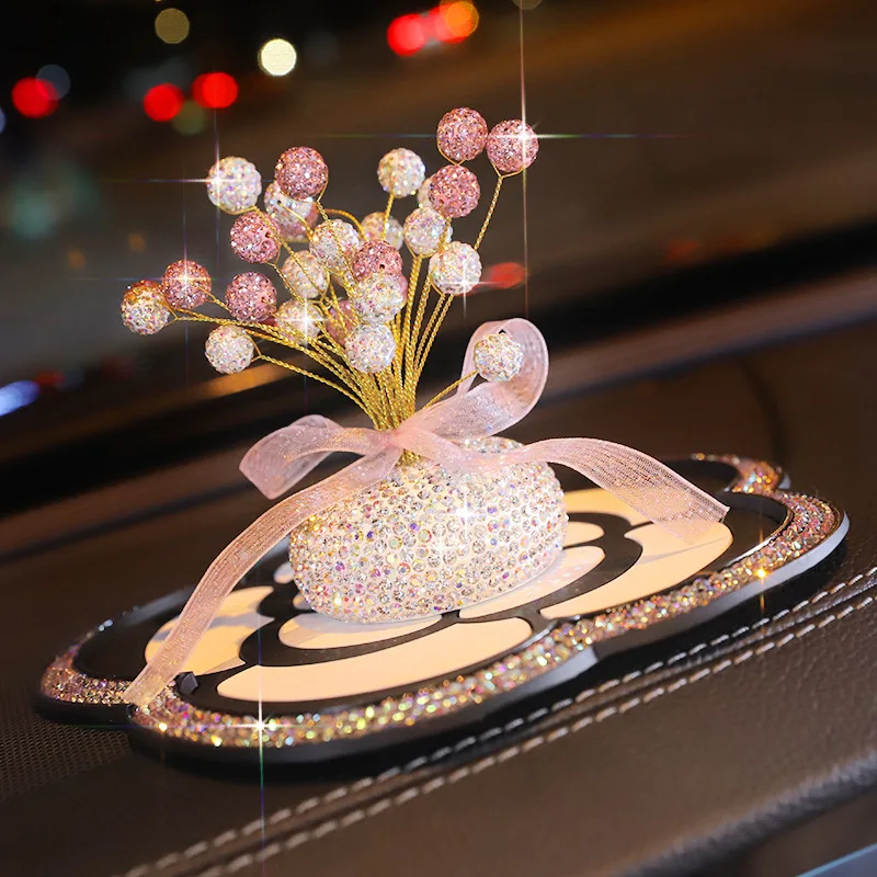 Car Accessories Ornaments Creative Diamond-encrusted Color Gypsophila Go... - £17.17 GBP