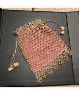 Rare antique Original 1890s Ivory Crochet Macrame Drawstring Purse Bag A... - £23.35 GBP